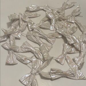 Iridescent Bow Garland Set of 2  White Pearly Garland Girlhoodcore Bow Garland